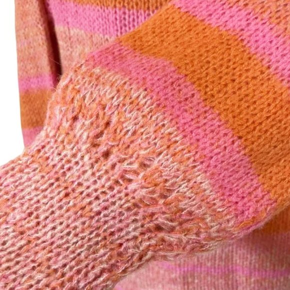 Free People Orange Candy Stripe Cowl Neck Sweater Tunic / Dress - Picture 6 of 16